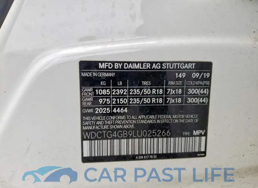 WDCTG4GB9LU025266# 12