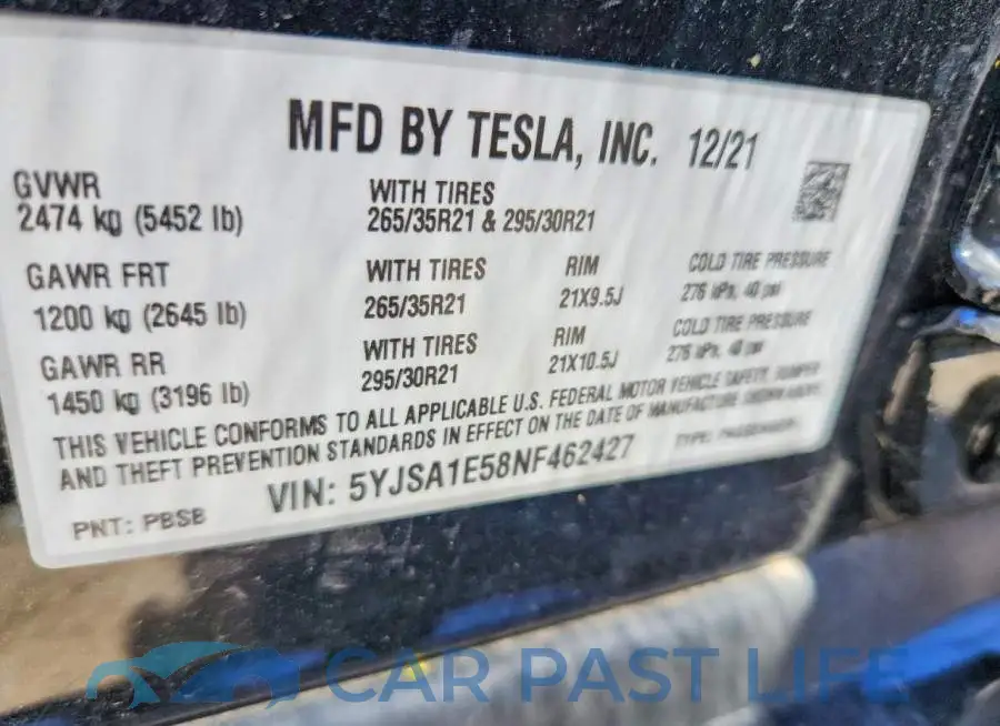 5YJSA1E58NF462427# 12