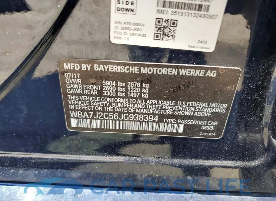 WBA7J2C56JG938394# 12
