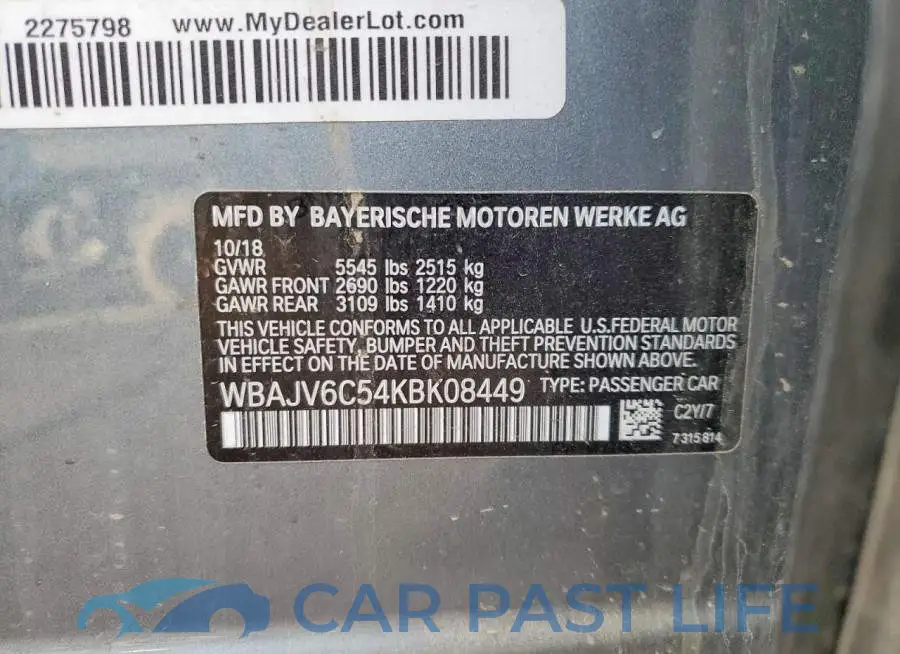 WBAJV6C54KBK08449# 12