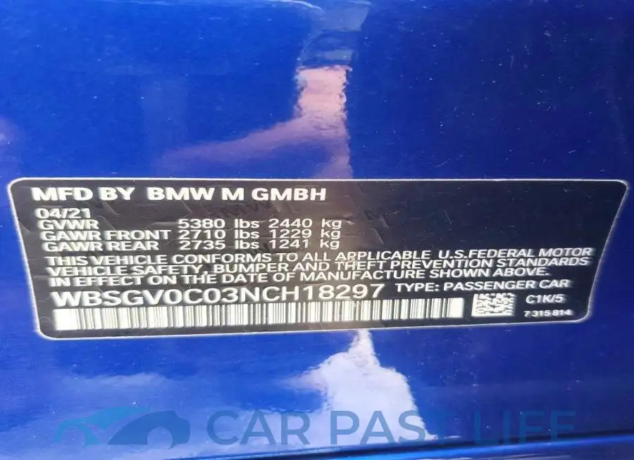 WBSGV0C03NCH18297# 12