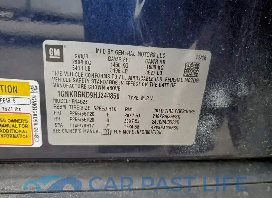 1GNKRGKD9HJ244850# 12
