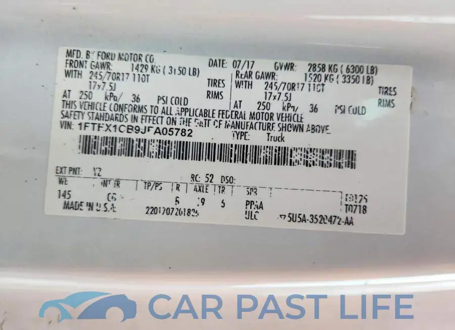 1FTEX1CB9JFA05782# 13
