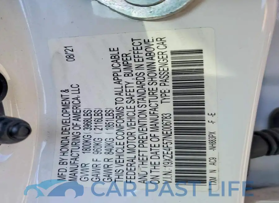 19XZE4F57NE006783# 13