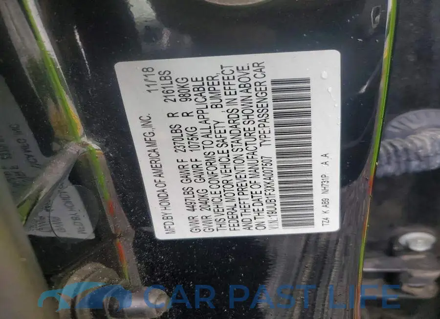 19UUB1F3XKA007507# 13