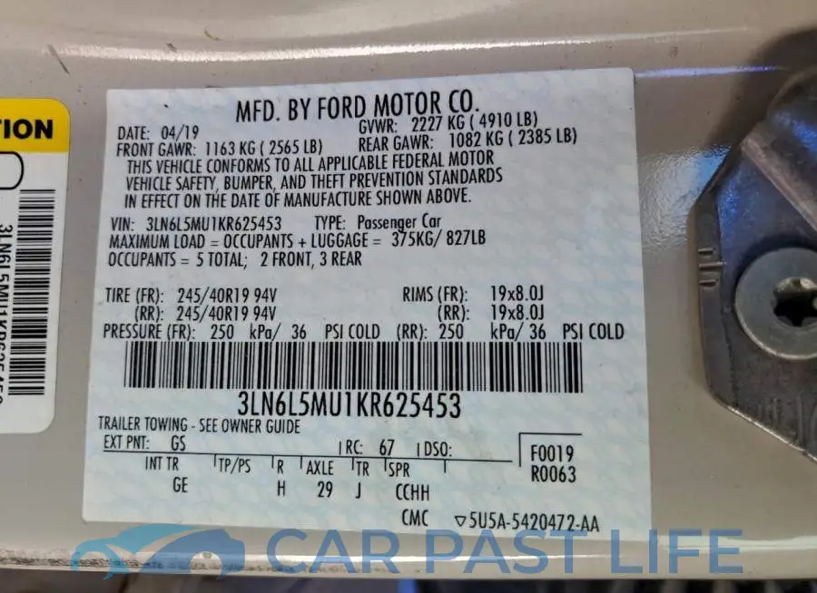 3LN6L5MU1KR625453# 12