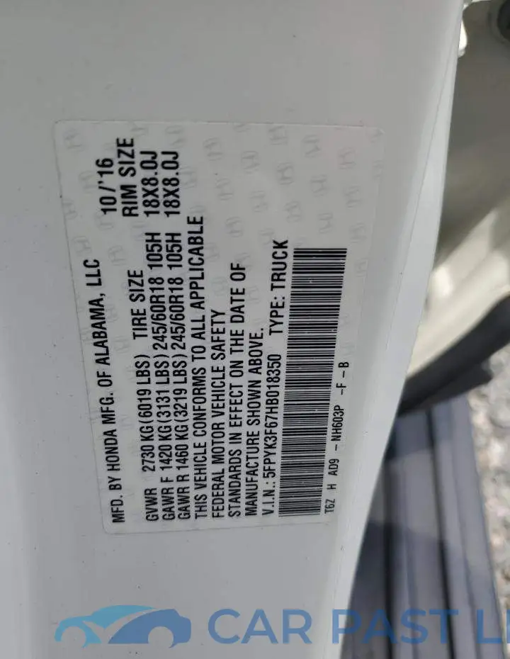 5FPYK3F67HB018350# 13