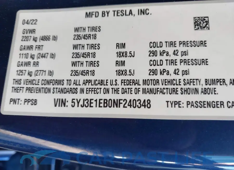 5YJ3E1EB0NF240348# 9