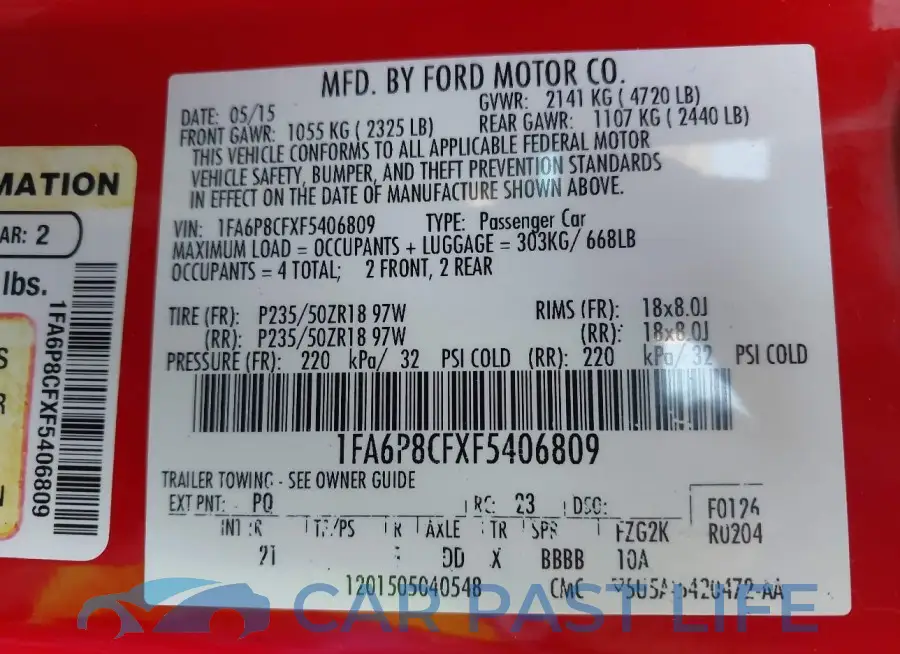 1FA6P8CFXF5406809# 9