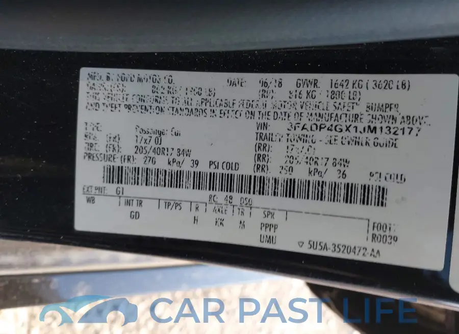 3FADP4GX1JM132177# 9