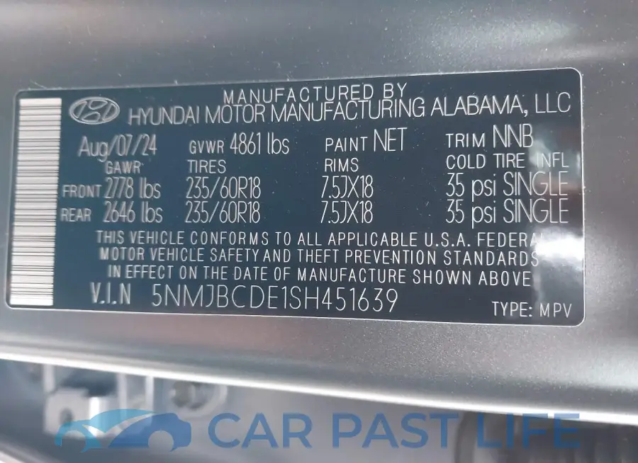 5NMJBCDE1SH451639# 9