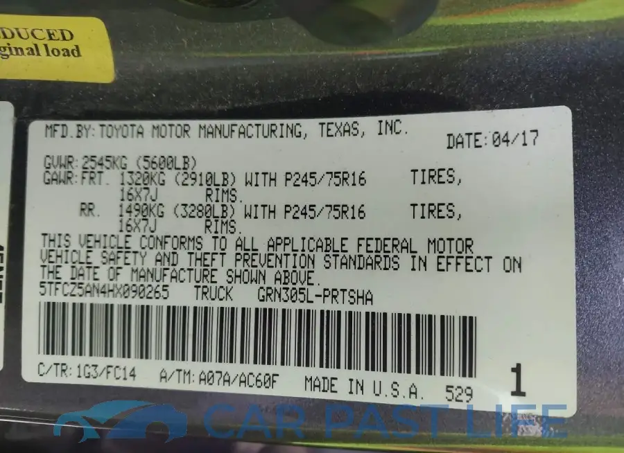 5TFCZ5AN4HX090265# 9