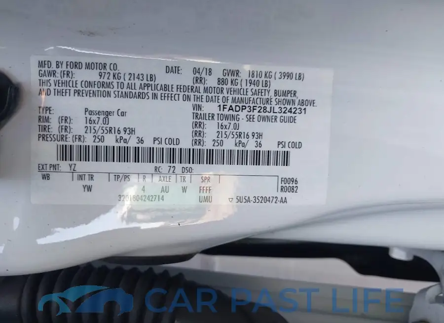 1FADP3F28JL324231# 9