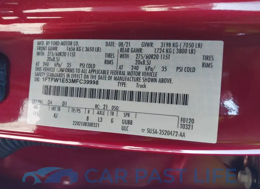 1FTFW1E53MFC39998# 9