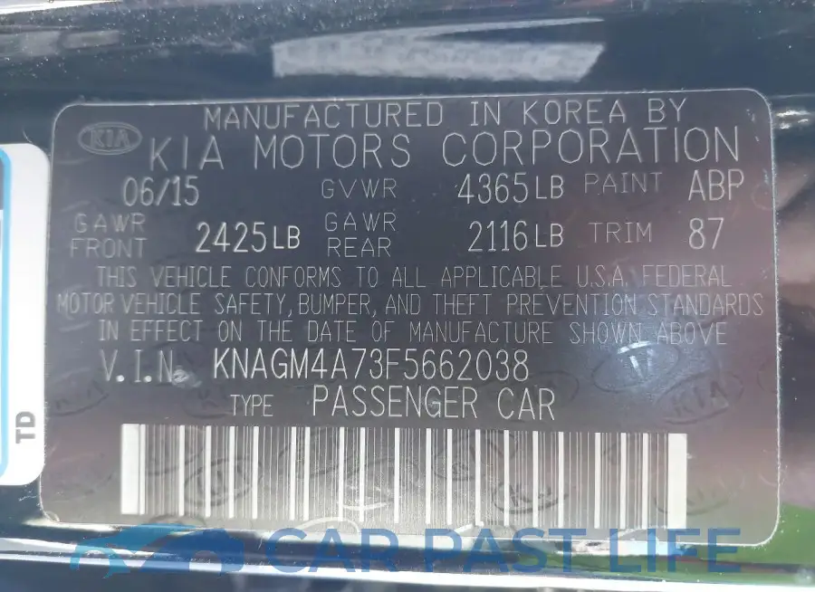 KNAGM4A73F5662038# 9