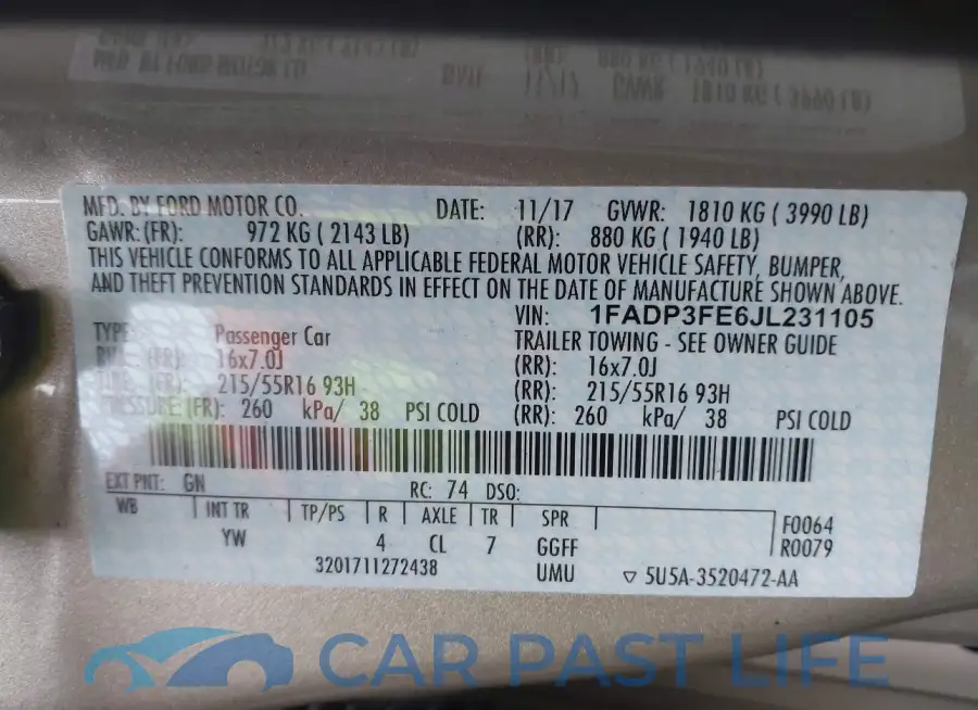 1FADP3FE6JL231105# 9