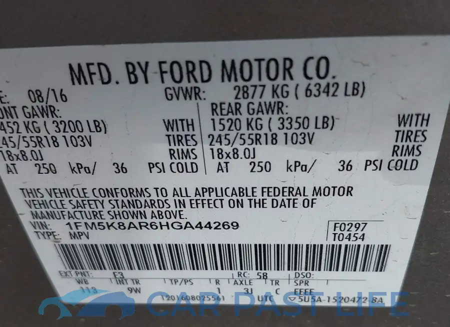 1FM5K8AR6HGA44269# 9