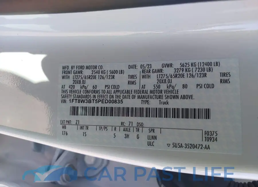 1FT8W3BT5PED00835# 8