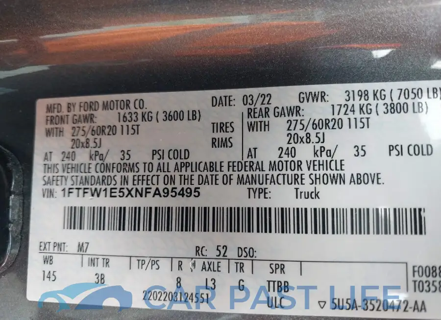 1FTFW1E5XNFA95495# 9