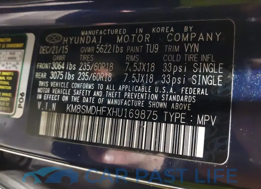 KM8SMDHFXHU169875# 9