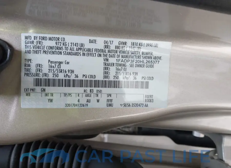 1FADP3F20HL265377# 9