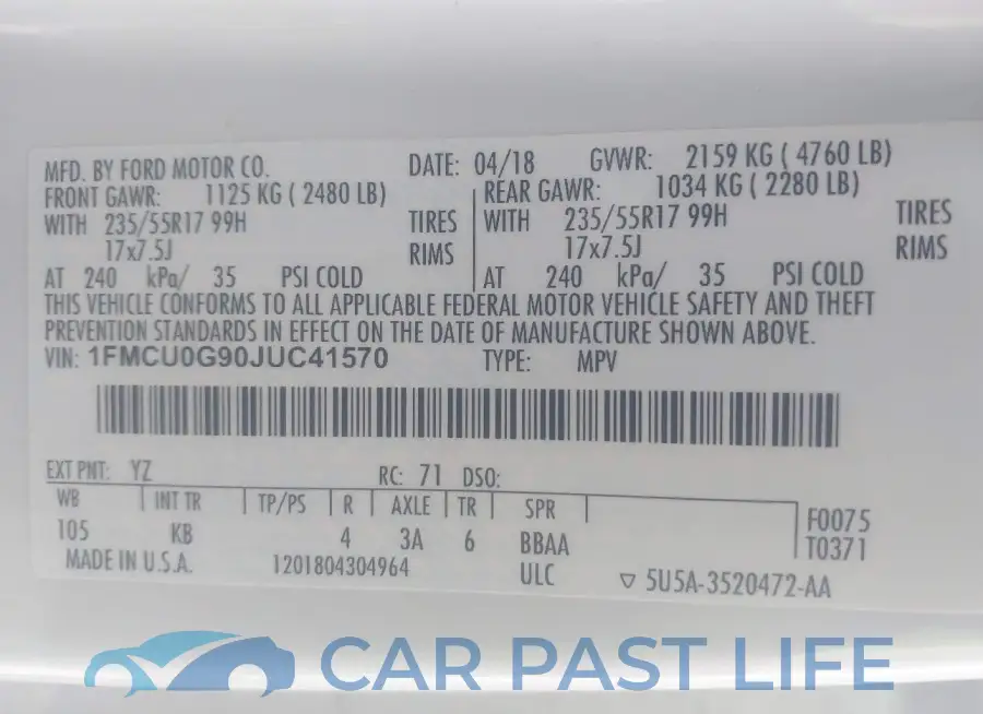 1FMCU0G90JUC41570# 9
