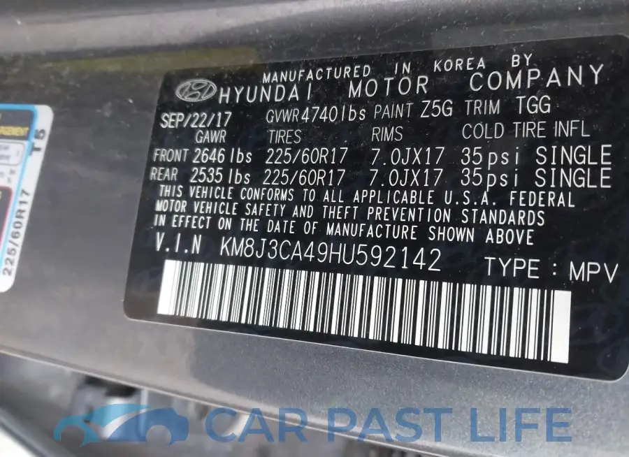 KM8J3CA49HU592142# 9