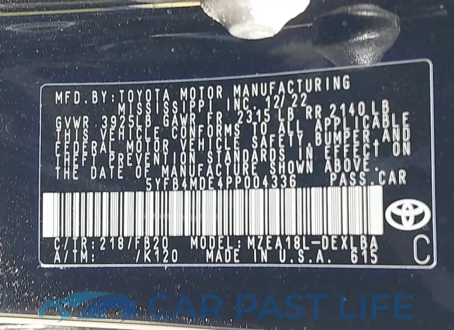 5YFB4MDE4PP004336# 9