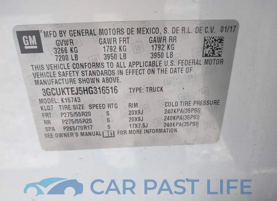 3GCUKTEJ5HG316516# 9