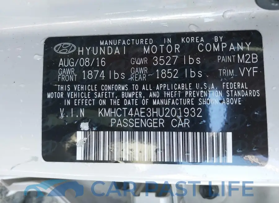 KMHCT4AE3HU201932# 9