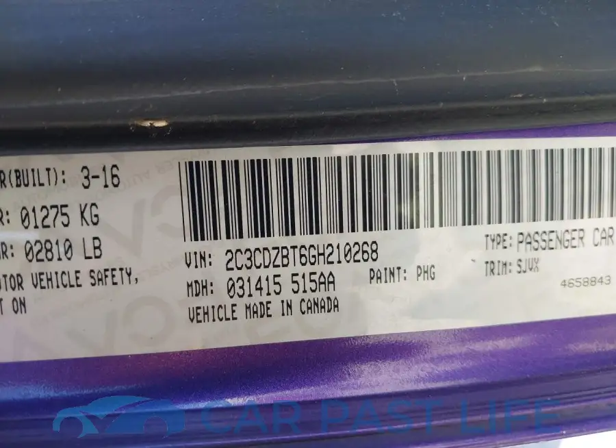 2C3CDZBT6GH210268# 9