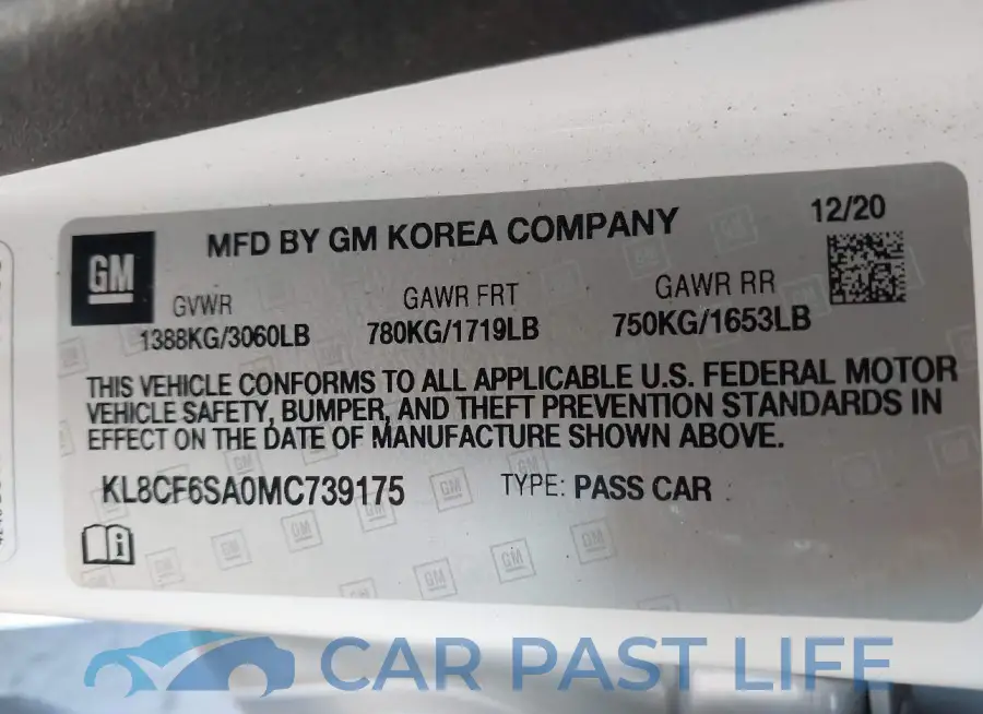 KL8CF6SA0MC739175# 9