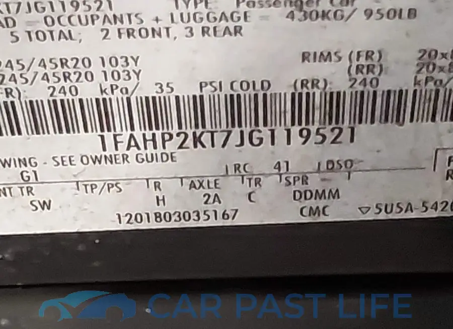 1FAHP2KT7JG119521# 9