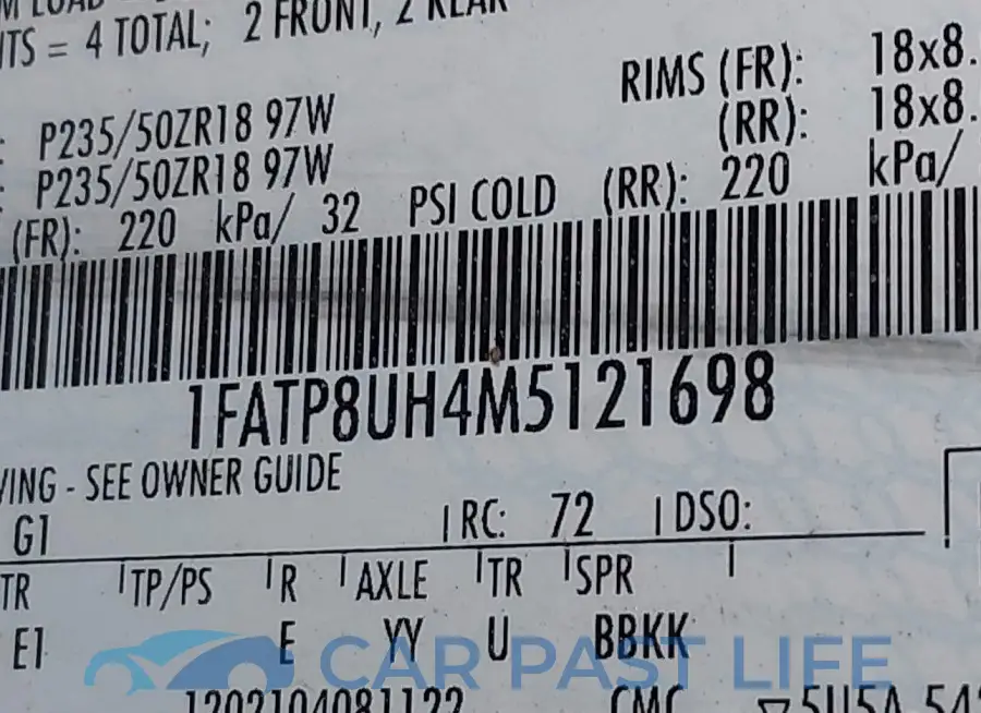 1FATP8UH4M5121698# 9