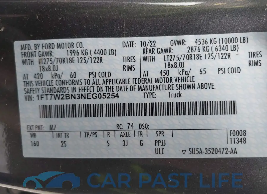 1FT7W2BN3NEG05254# 9