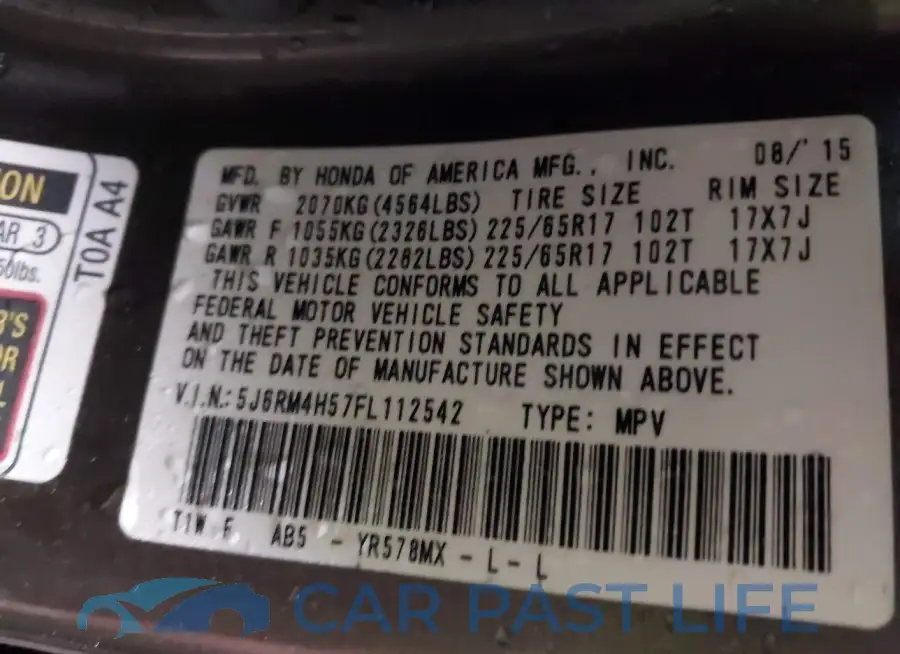 5J6RM4H57FL112542# 9