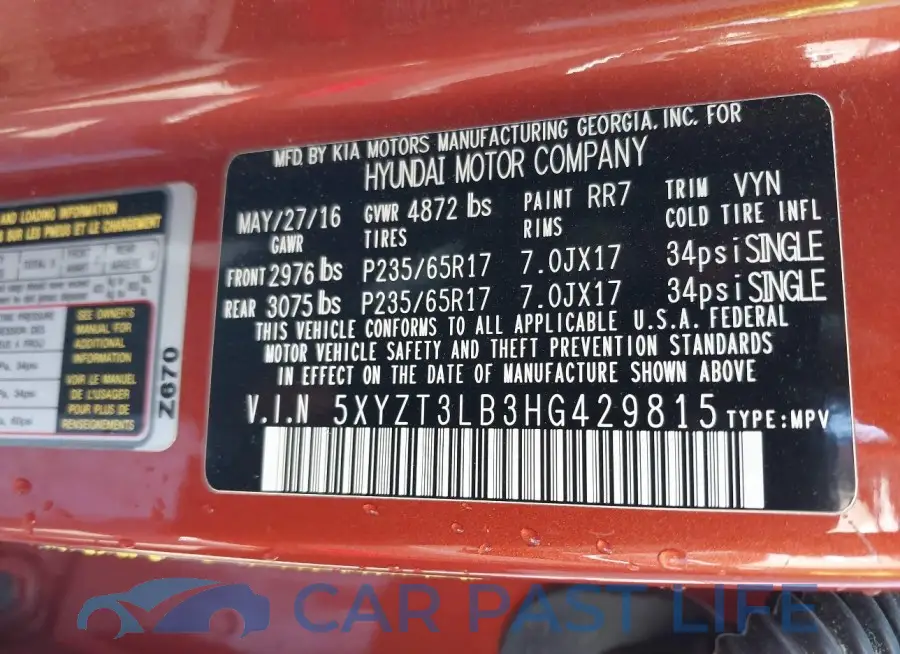 5XYZT3LB3HG429815# 9