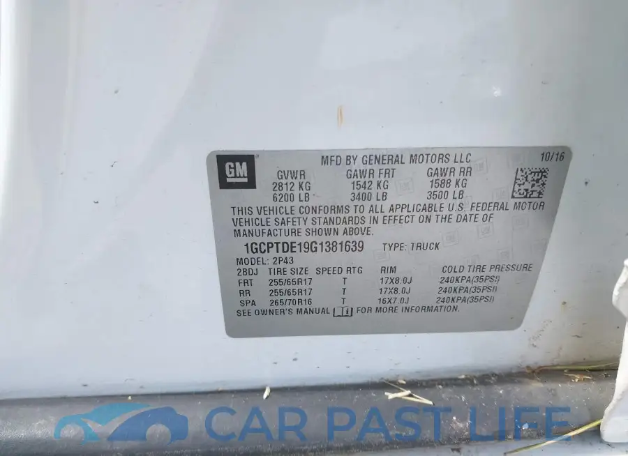 1GCPTDE19G1381639# 9