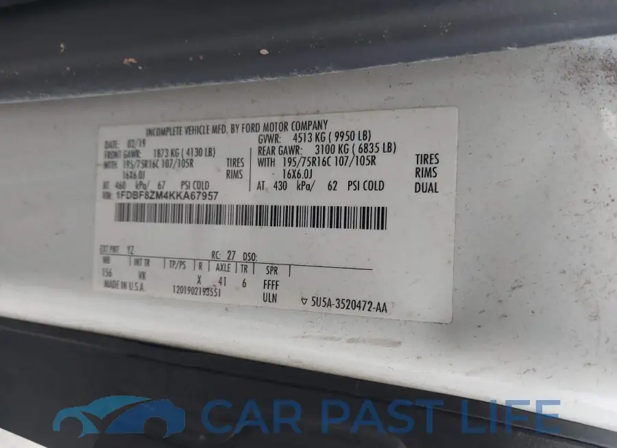 1FDBF8ZM4KKA67957# 8