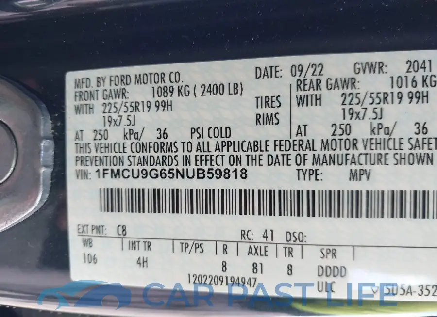 1FMCU9G65NUB59818# 9