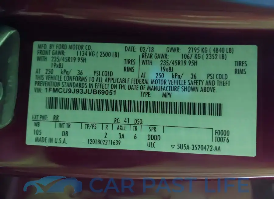 1FMCU9J93JUB69051# 9