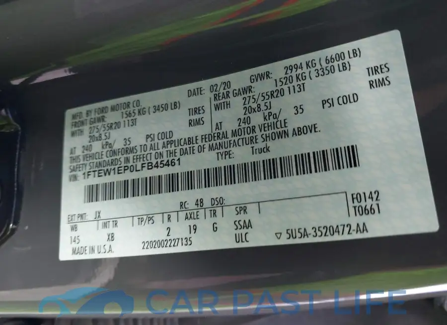 1FTEW1EP0LFB45461# 9