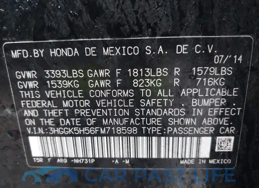 3HGGK5H56FM718598# 9