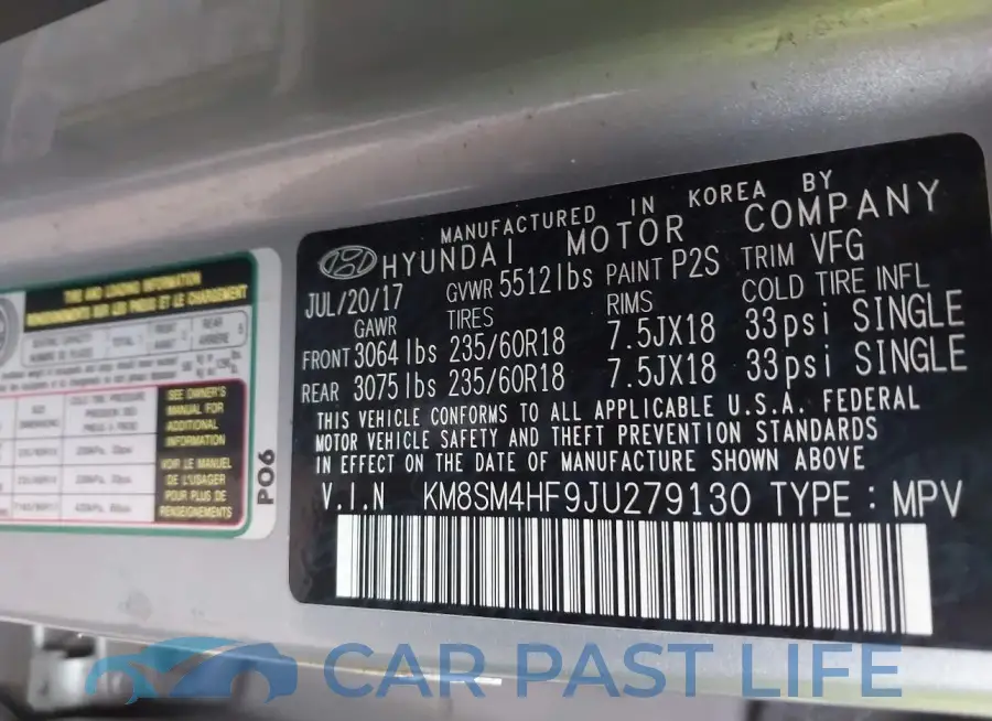KM8SM4HF9JU279130# 9