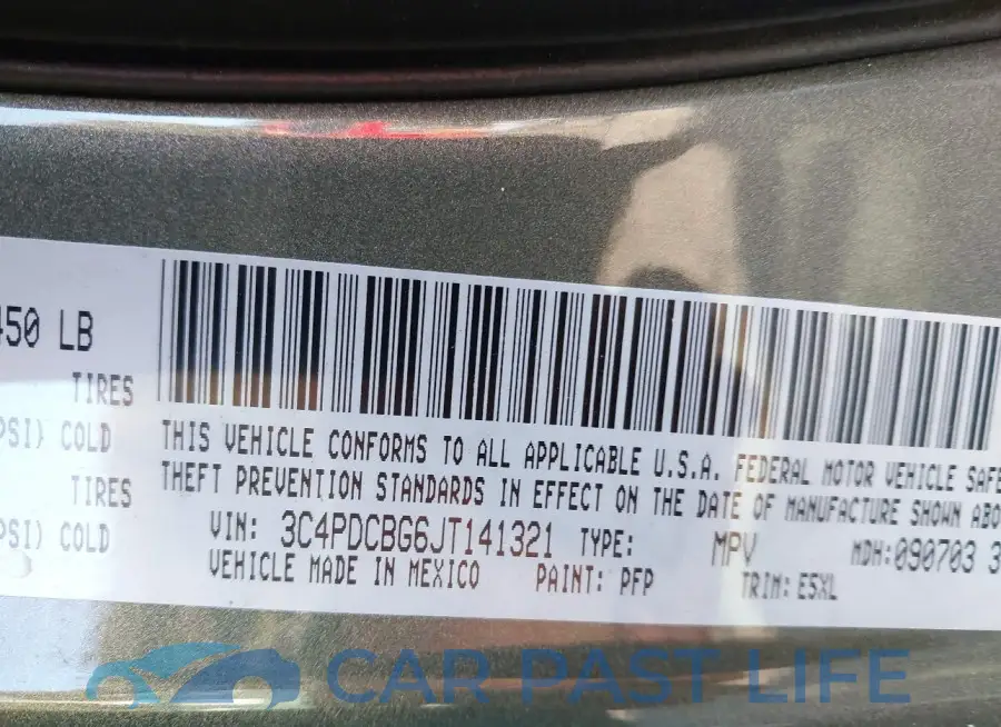 3C4PDCBG6JT141321# 9