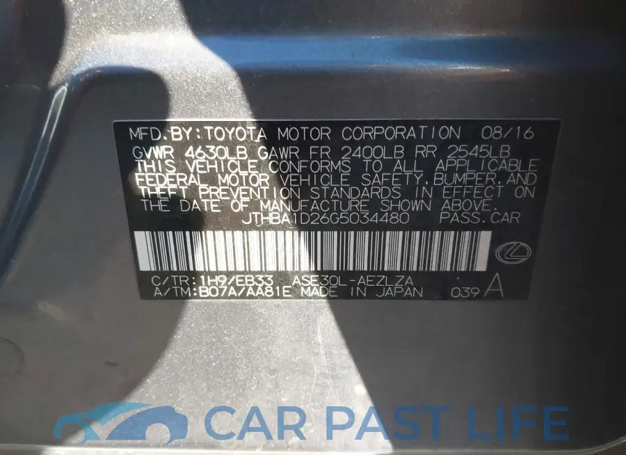 JTHBA1D26G5034480# 9
