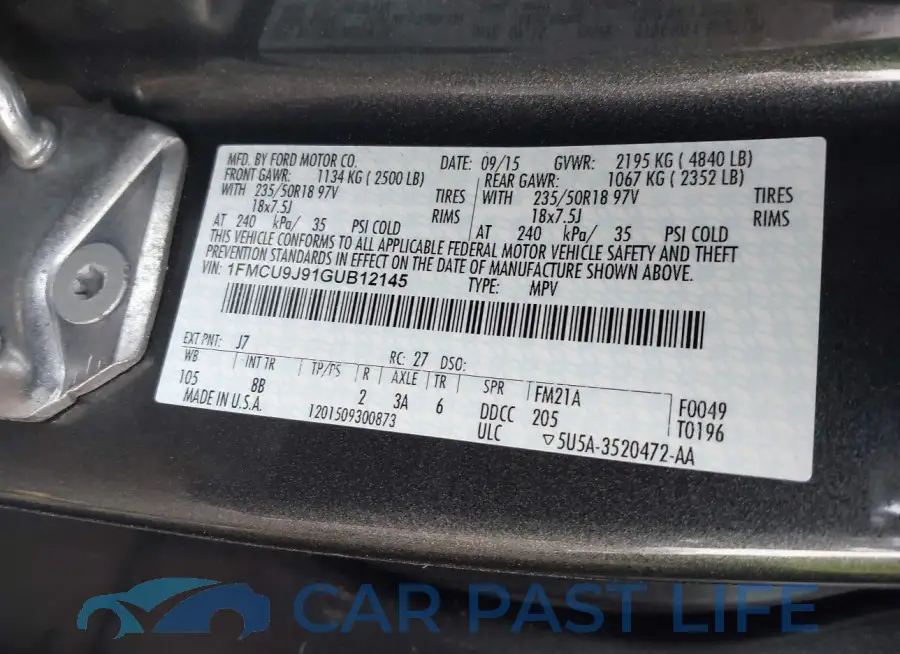 1FMCU9J91GUB12145# 9