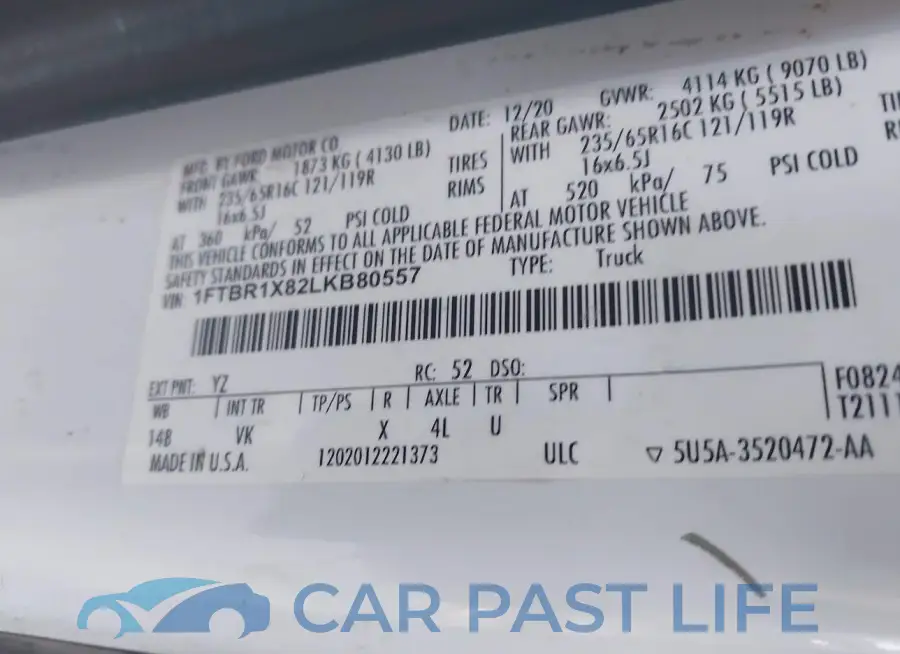 1FTBR1X82LKB80557# 9