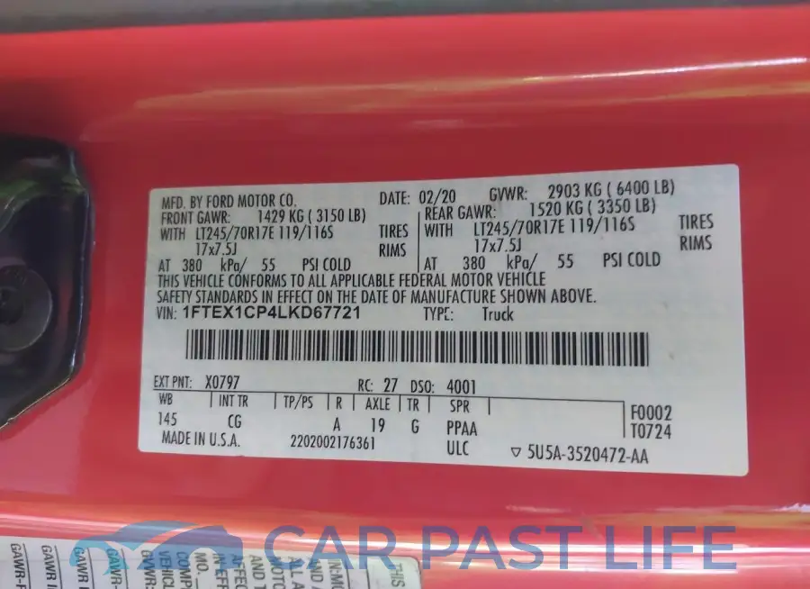 1FTEX1CP4LKD67721# 9