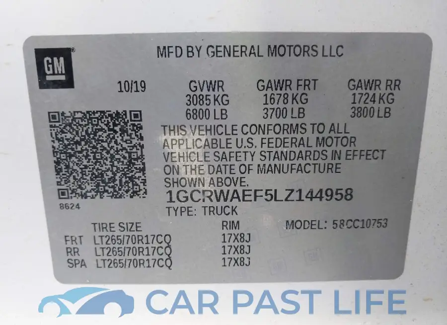 1GCRWAEF5LZ144958# 9